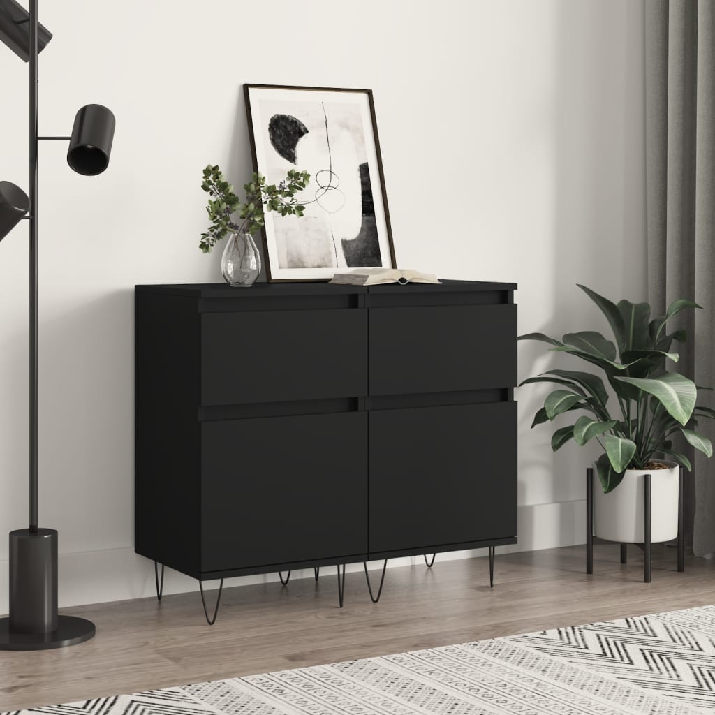 Sideboards 2 Stk. Schwarz 40x35x70 cm Holzwerkstoff