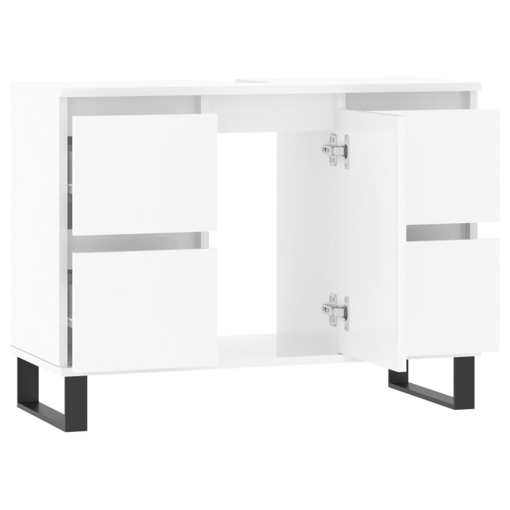 Badschrank Hochglanz-Weiß 80x33x60 cm Holzwerkstoff