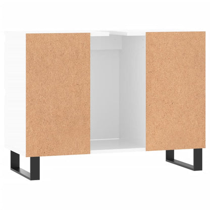 Badschrank Hochglanz-Weiß 80x33x60 cm Holzwerkstoff