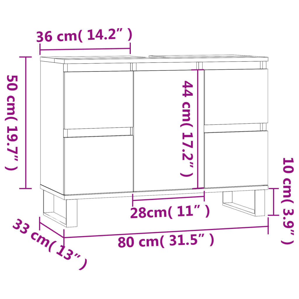 Badschrank Sonoma-Eiche 80x33x60 cm Holzwerkstoff