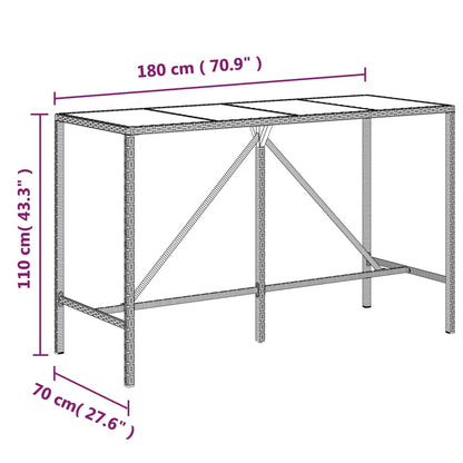 11-tlg. Gartenbar-Set mit Kissen Schwarz Poly Rattan