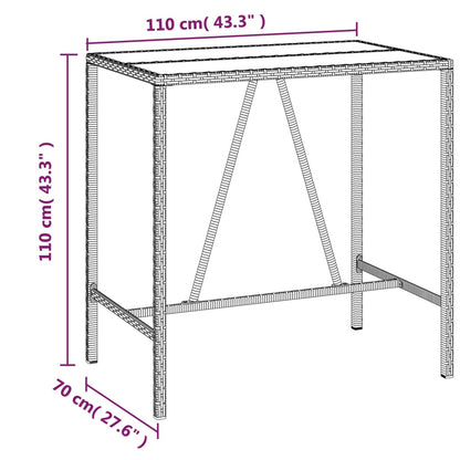 7-tlg. Gartenbar-Set Grau Poly Rattan & Massivholz Akazie