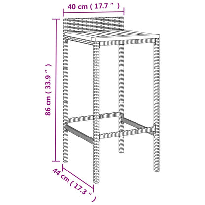 7-tlg. Gartenbar-Set Schwarz Poly Rattan & Massivholz Akazie