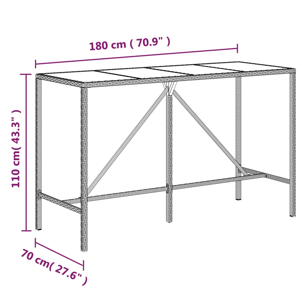 11-tlg. Gartenbar-Set Grau Poly Rattan & Massivholz Akazie