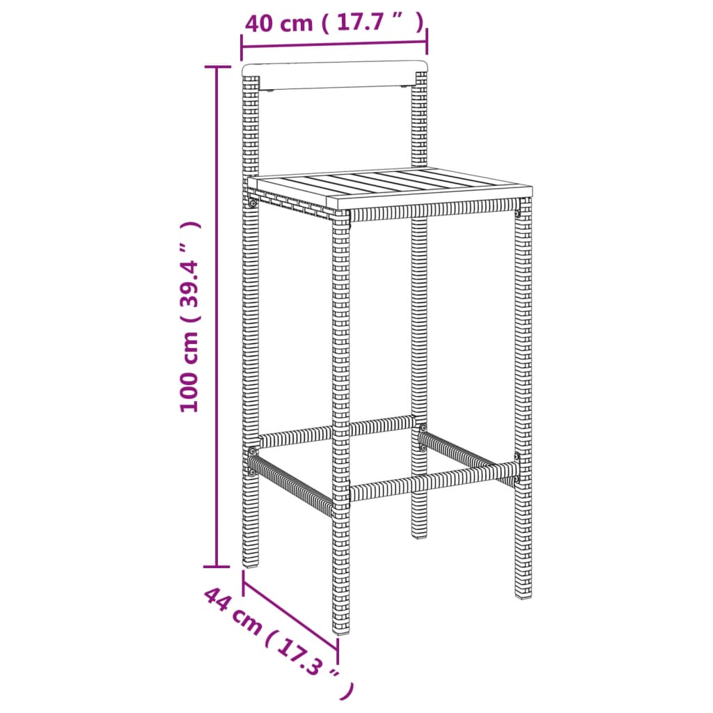 11-tlg. Gartenbar-Set Grau Poly Rattan & Massivholz Akazie