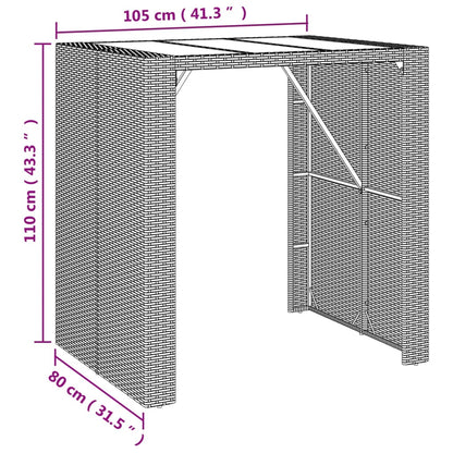 5-tlg. Gartenbar-Set Schwarz Poly Rattan & Massivholz Akazie