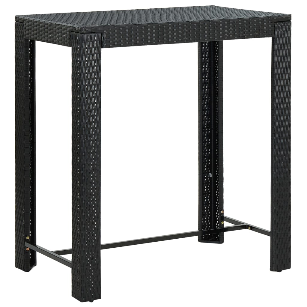 5-tlg. Gartenbar-Set Schwarz Poly Rattan & Massivholz Akazie