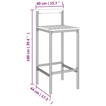 3-tlg. Gartenbar-Set Schwarz Poly Rattan & Massivholz Akazie