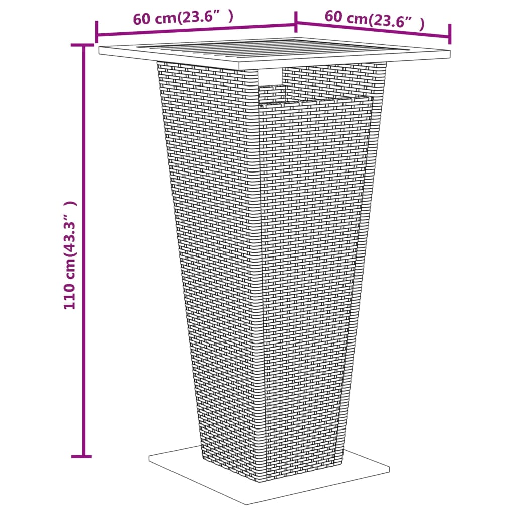 3-tlg. Gartenbar-Set Schwarz Poly Rattan & Massivholz Akazie