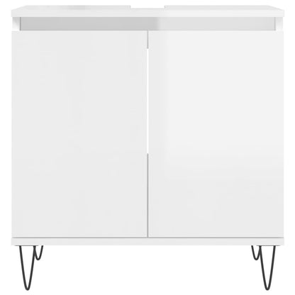 3-tlg. Badmöbel-Set Hochglanz-Weiß Holzwerkstoff