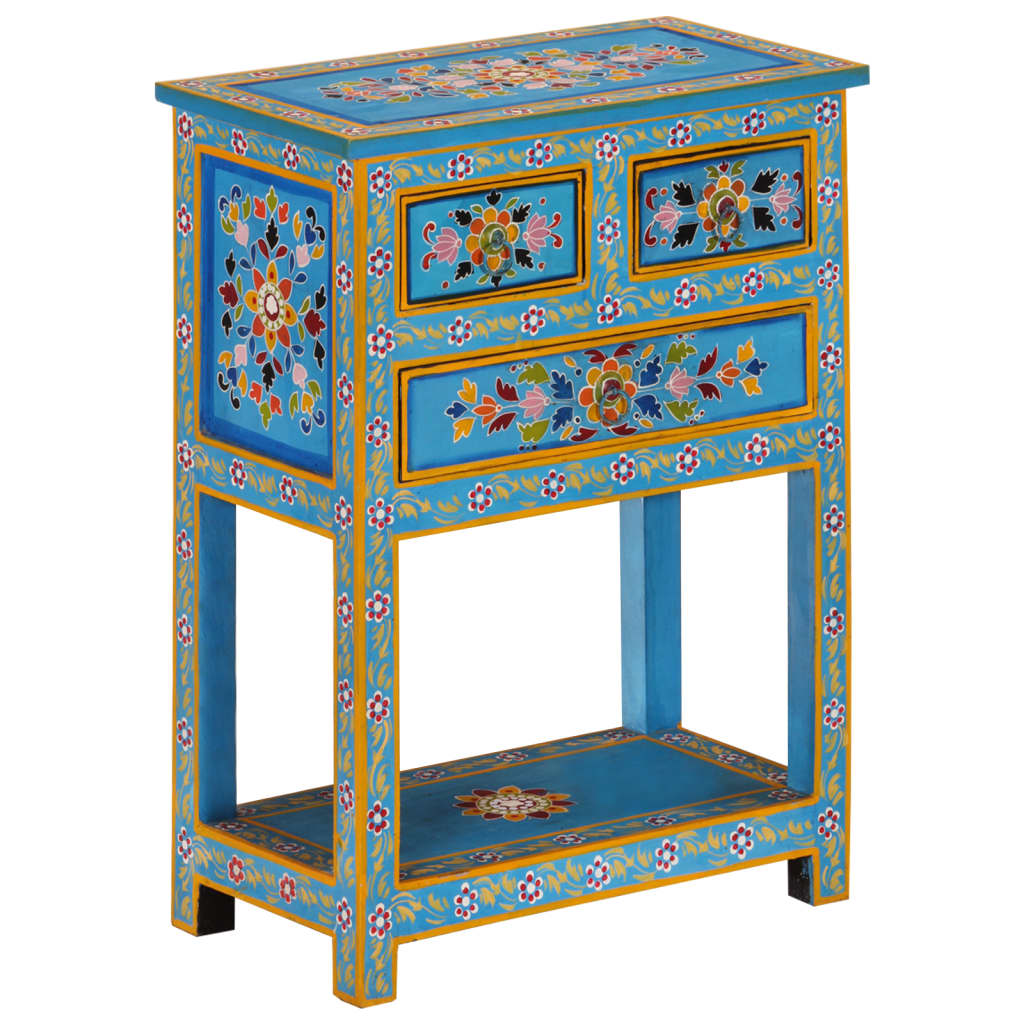 Sideboard turquoise 55x30x76 cm solid mango wood