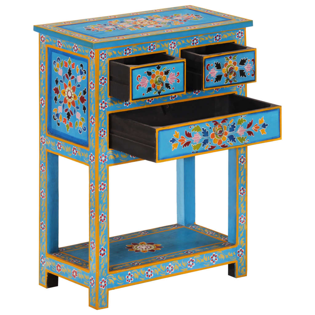 Sideboard turquoise 55x30x76 cm solid mango wood