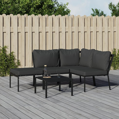 5-tlg. Garten-Lounge-Set mit Grauen Kissen Stahl