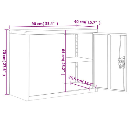 Filing cabinet white 90x40x70 cm steel