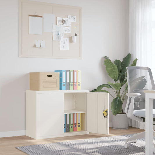 Filing cabinet white 90x40x70 cm steel