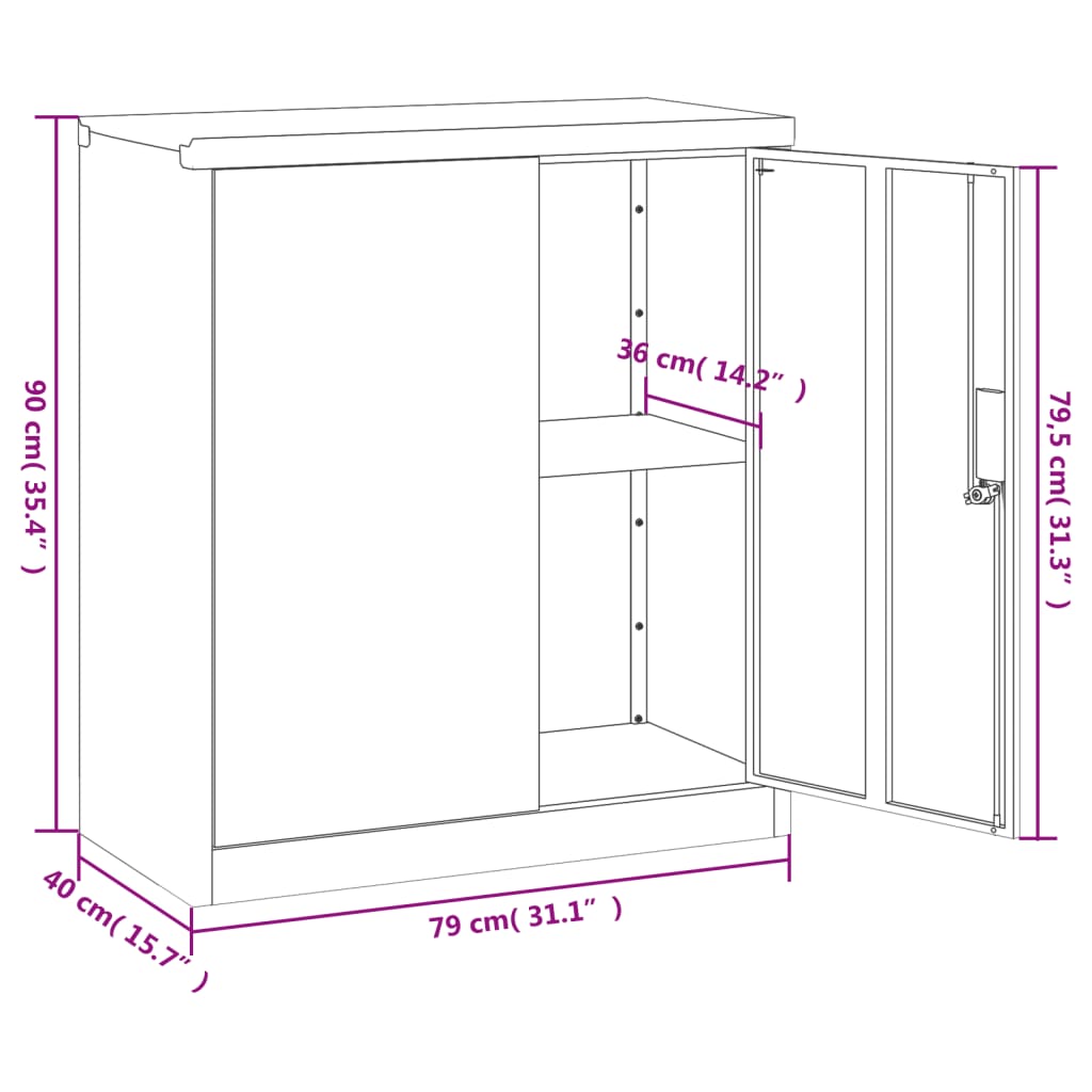 Filing cabinet black 79x40x90 cm steel