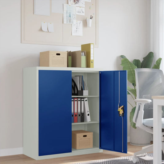 Aktenschrank Hellgrau und Blau 90x40x105 cm Stahl