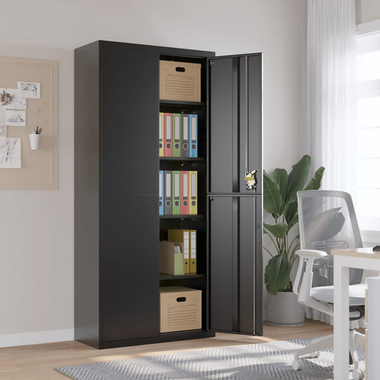 Aktenschrank Schwarz 90x40x200 cm Stahl