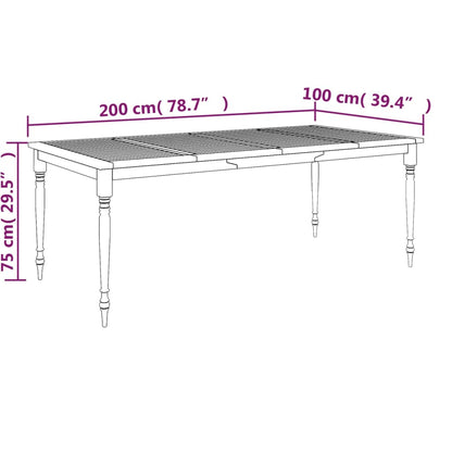 Batavia-Tisch 200x100x75 cm Massivholz Teak