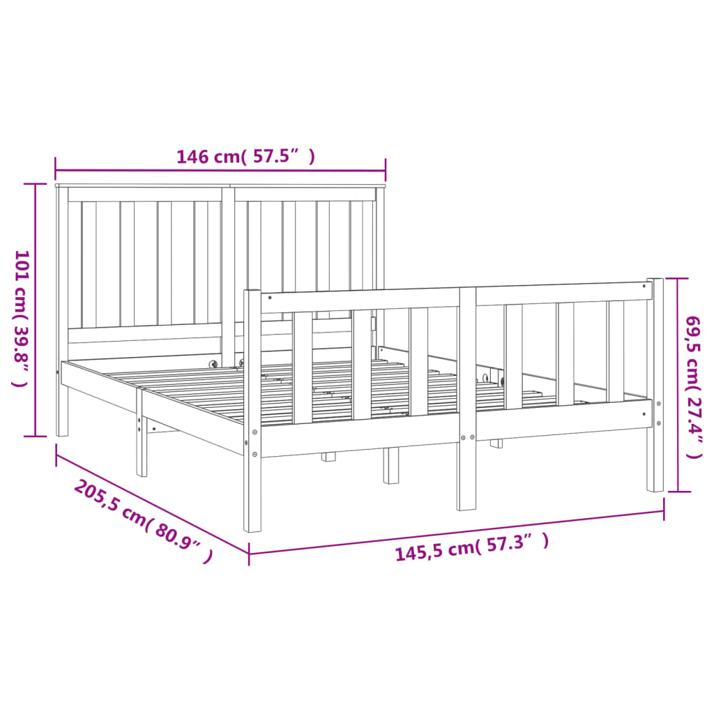 Massivholzbett ohne Matratze 140x200 cm Kiefernholz