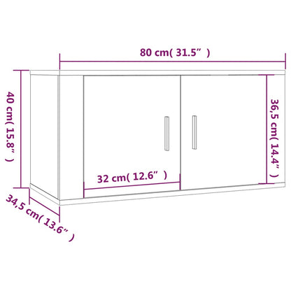 TV-Wandschränke 3 Stk. Grau Sonoma 80x34,5x40 cm