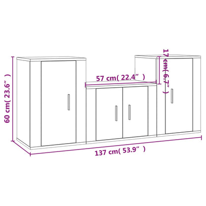 3-tlg. TV-Schrank-Set Weiß Holzwerkstoff