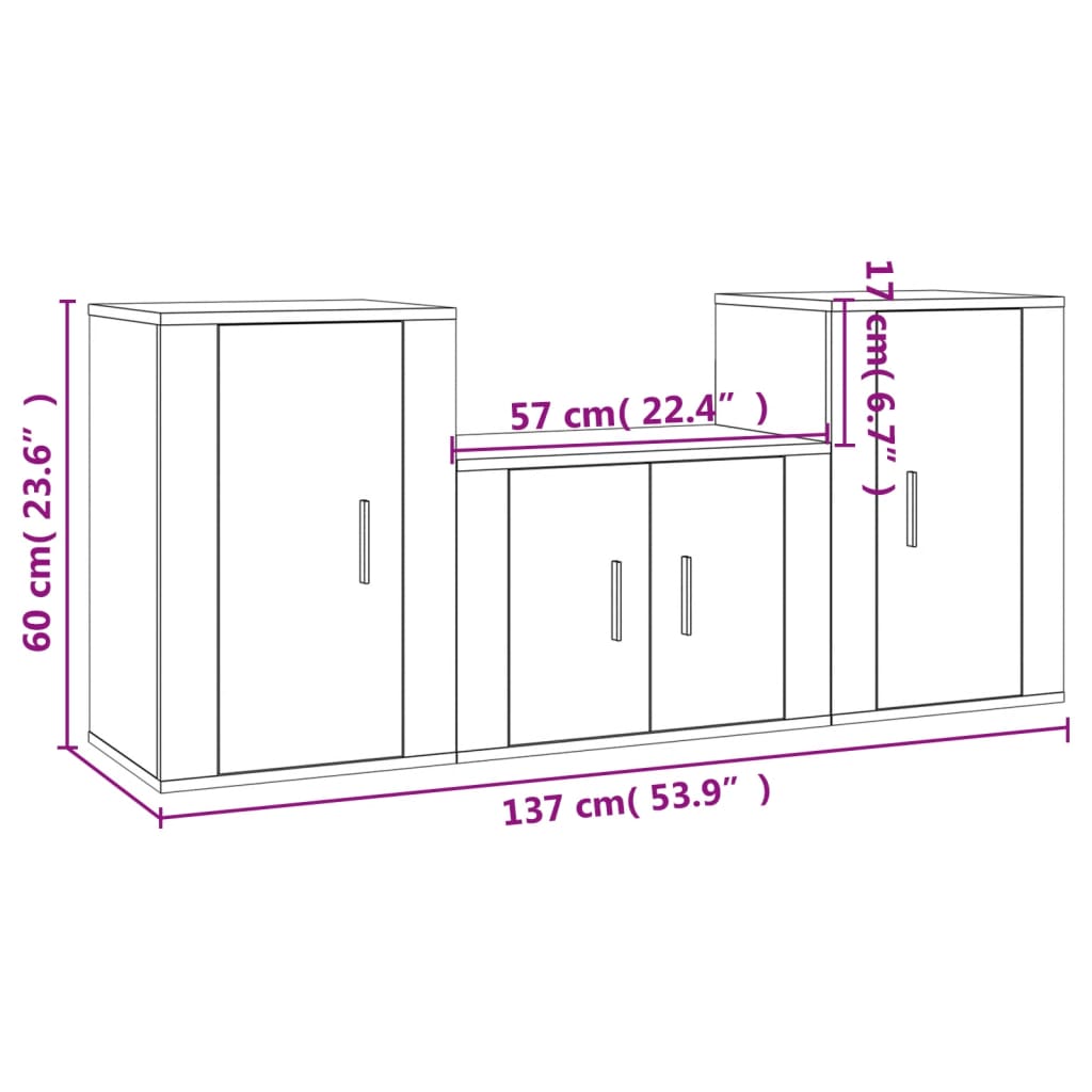 3-tlg. TV-Schrank-Set Schwarz Holzwerkstoff