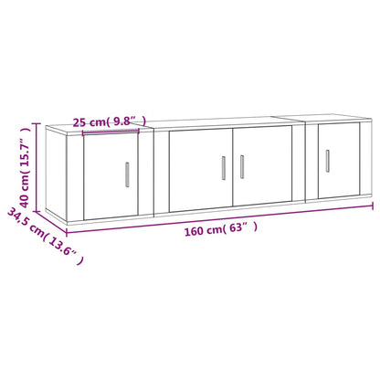 3-tlg. TV-Schrank-Set Hochglanz-Weiß Holzwerkstoff