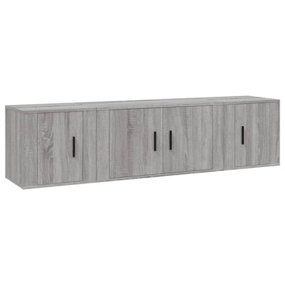 3-tlg. TV-Schrank-Set Grau Sonoma Holzwerkstoff