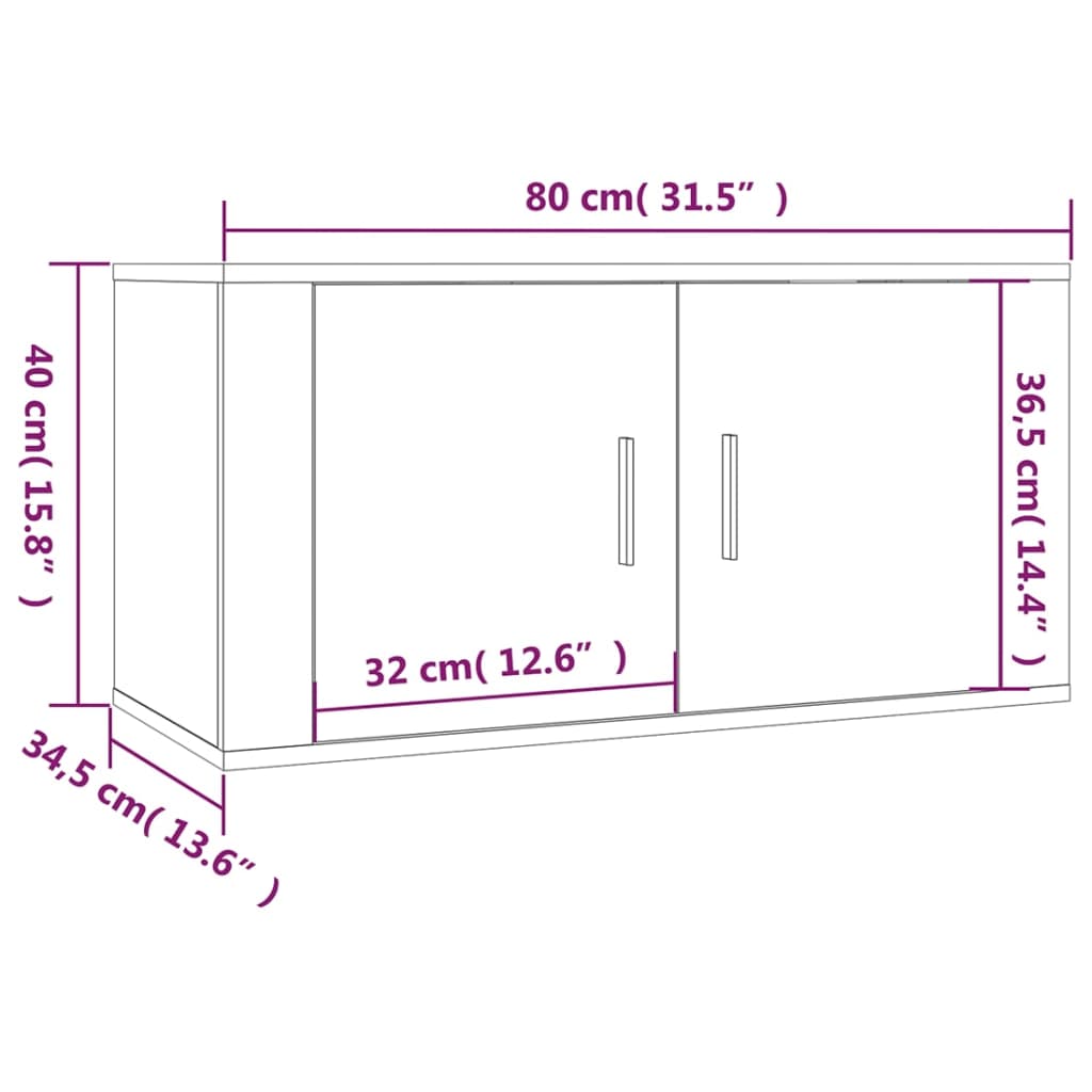 3-tlg. TV-Schrank-Set Grau Sonoma Holzwerkstoff