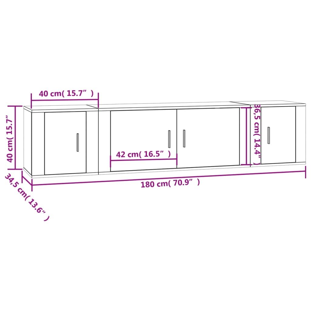 3-tlg. TV-Schrank-Set Weiß Holzwerkstoff