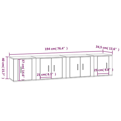 4-tlg. TV-Schrank-Set Weiß Holzwerkstoff