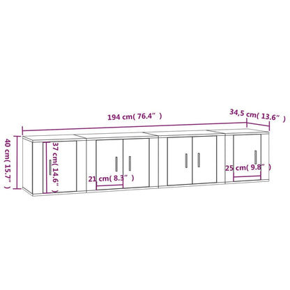 4-tlg. TV-Schrank-Set Schwarz Holzwerkstoff