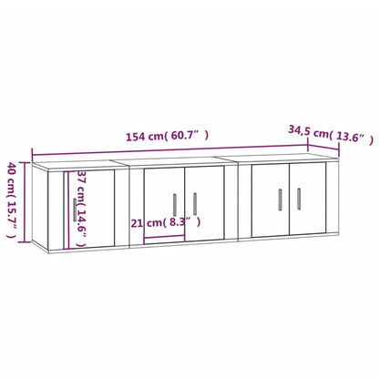 3-tlg. TV-Schrank-Set Schwarz Holzwerkstoff