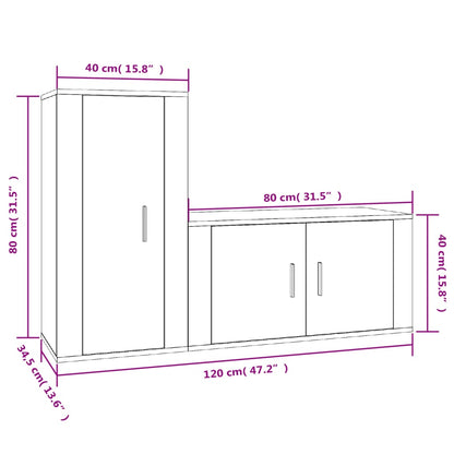 2-tlg. TV-Schrank-Set Braun Eichen-Optik Holzwerkstoff