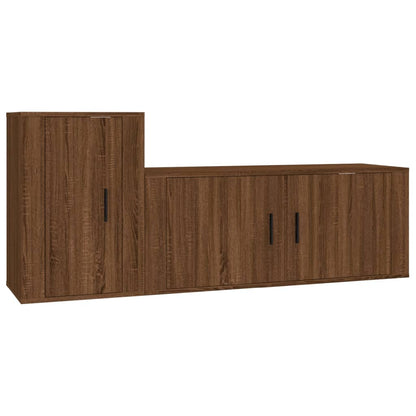 2-tlg. TV-Schrank-Set Braun Eichen-Optik Holzwerkstoff