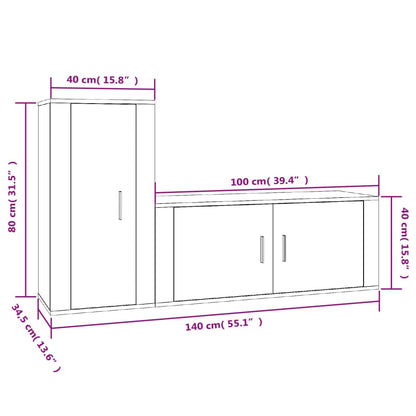 2-tlg. TV-Schrank-Set Weiß Holzwerkstoff