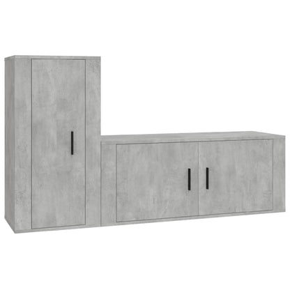 2-tlg. TV-Schrank-Set Betongrau Holzwerkstoff