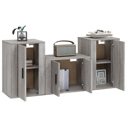 3-tlg. TV-Schrank-Set Grau Sonoma Holzwerkstoff