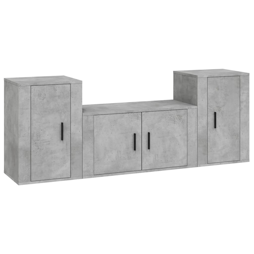 3-tlg. TV-Schrank-Set Betongrau Holzwerkstoff