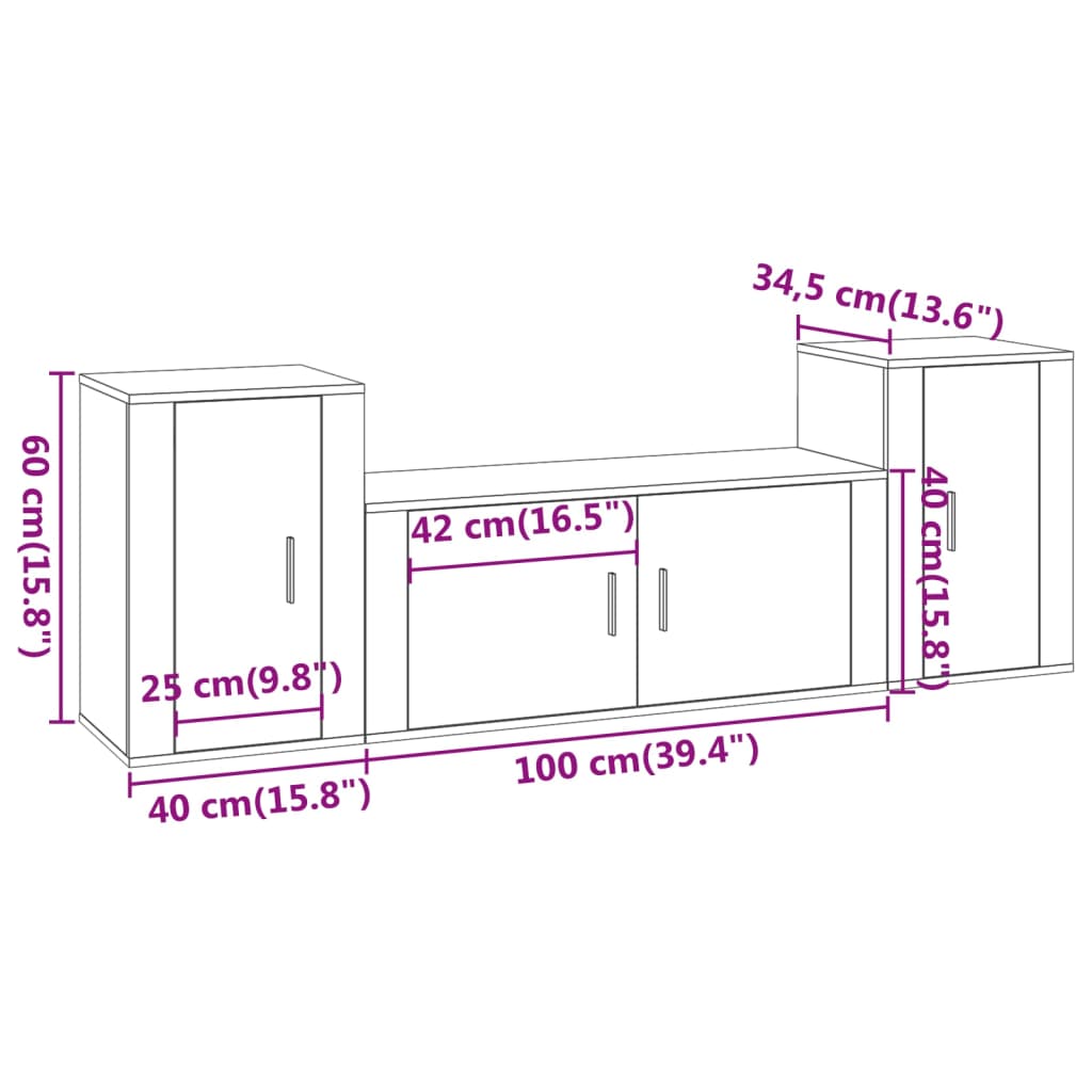 3-tlg. TV-Schrank-Set Weiß Holzwerkstoff