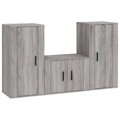 3-tlg. TV-Schrank-Set Grau Sonoma Holzwerkstoff