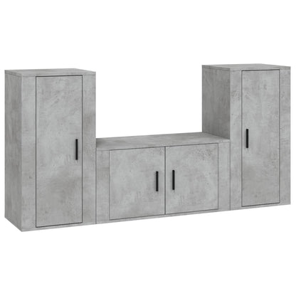 3-tlg. TV-Schrank-Set Betongrau Holzwerkstoff