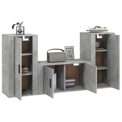 3-tlg. TV-Schrank-Set Betongrau Holzwerkstoff