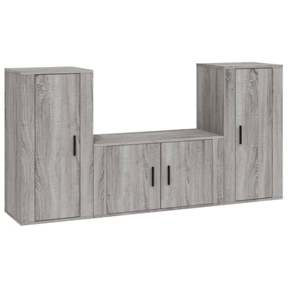 3-tlg. TV-Schrank-Set Grau Sonoma Holzwerkstoff