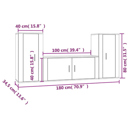 3-tlg. TV-Schrank-Set Räuchereiche Holzwerkstoff