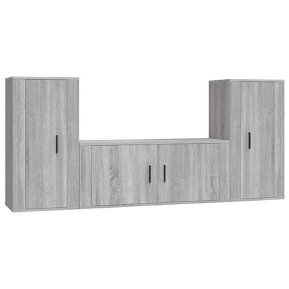 3-tlg. TV-Schrank-Set Grau Sonoma Holzwerkstoff