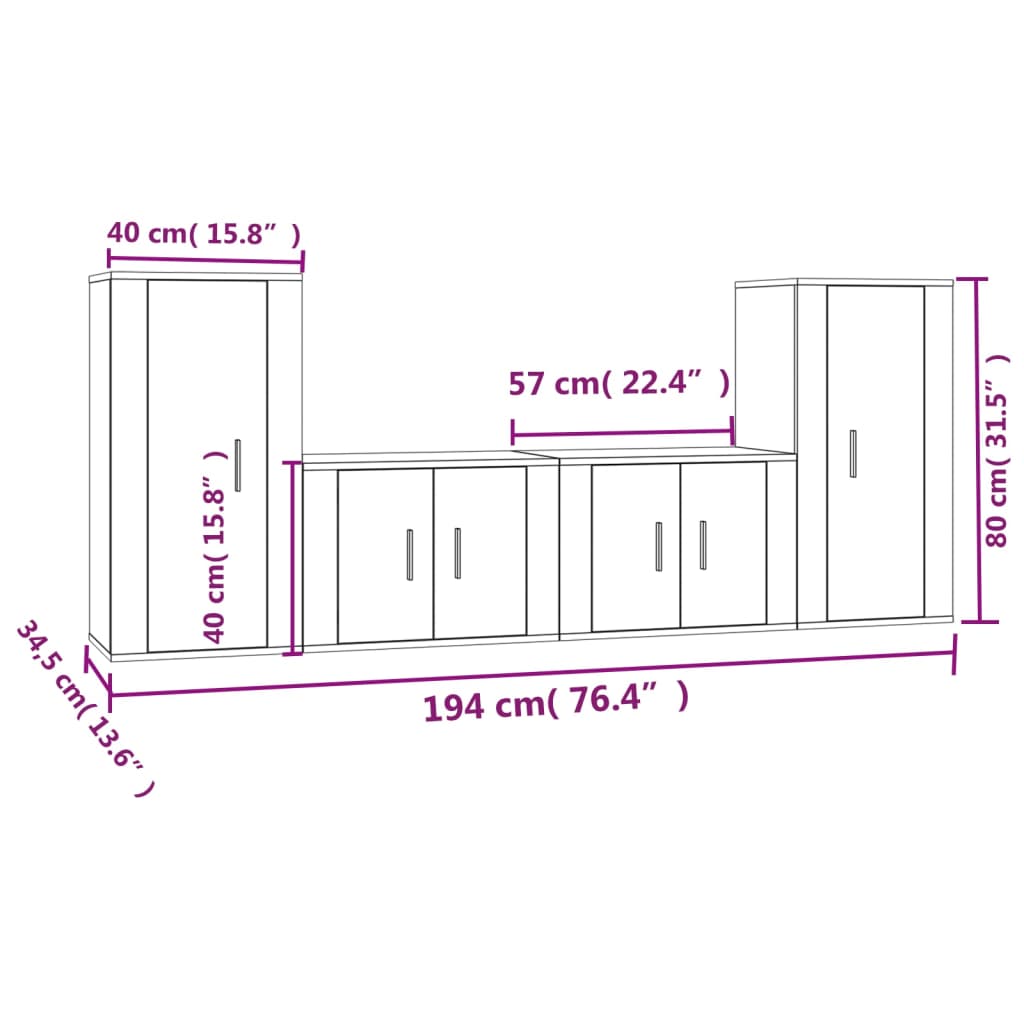 4-tlg. TV-Schrank-Set Weiß Holzwerkstoff