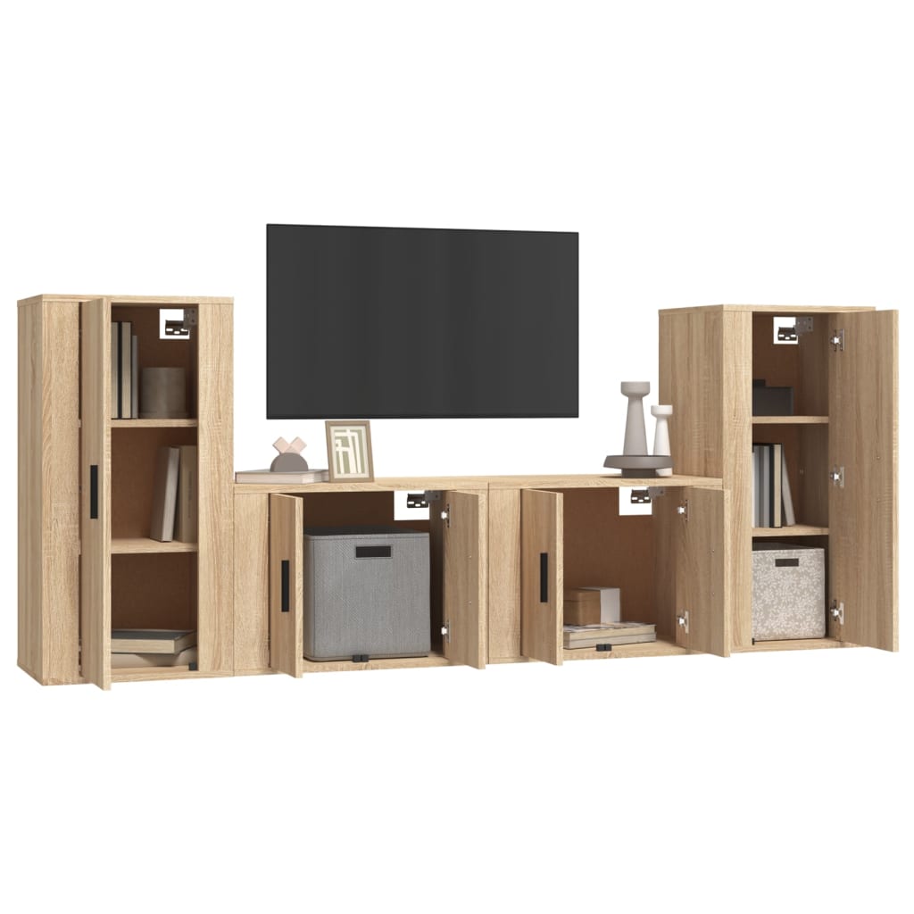 4-tlg. TV-Schrank-Set Sonoma-Eiche Holzwerkstoff