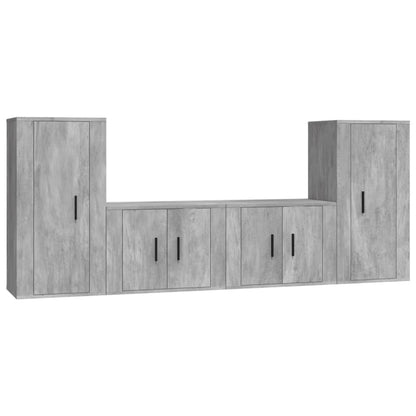 4-tlg. TV-Schrank-Set Betongrau Holzwerkstoff